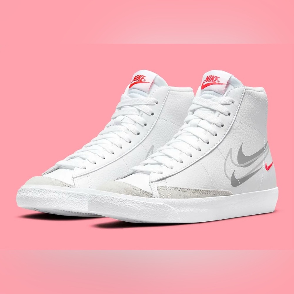 Nike blazer Mid 77, white bright, multi swoosh